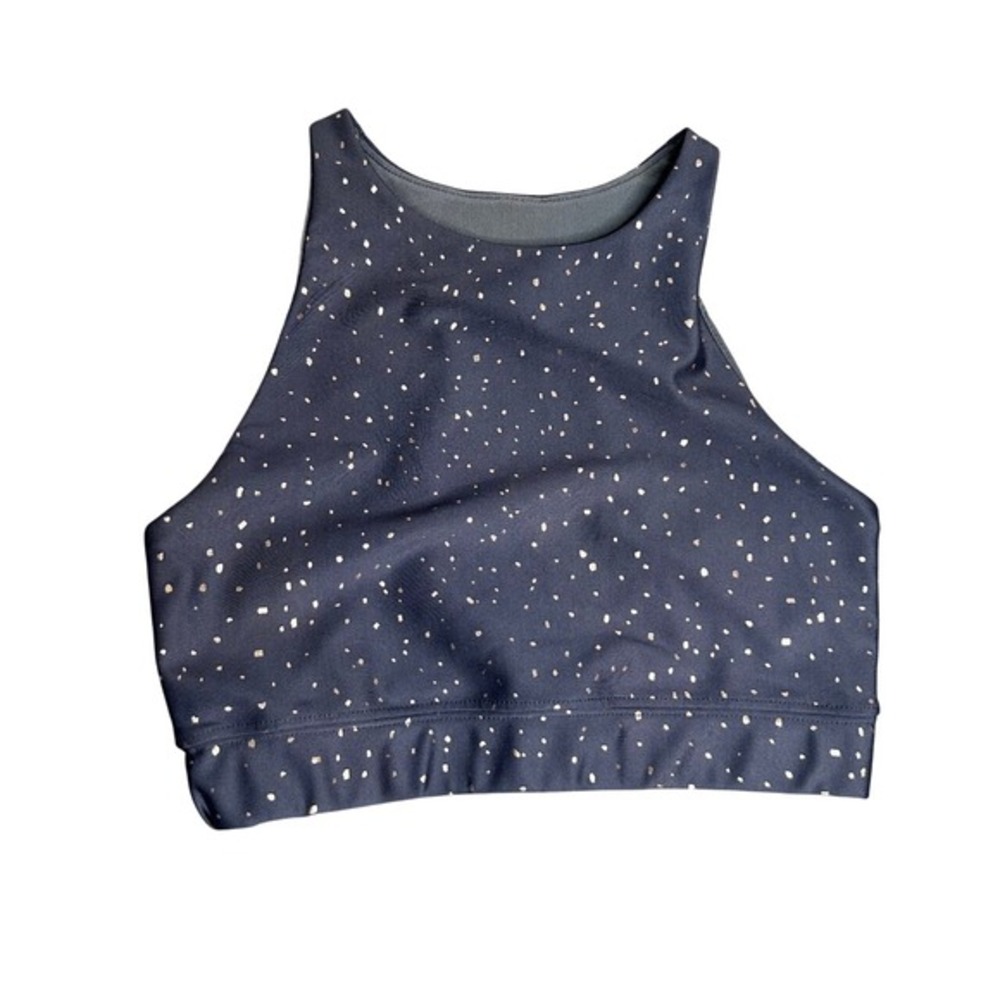 Peloton High‎ Neck Sports Bra Speckled Dot Print Athletic Workout Top Size S